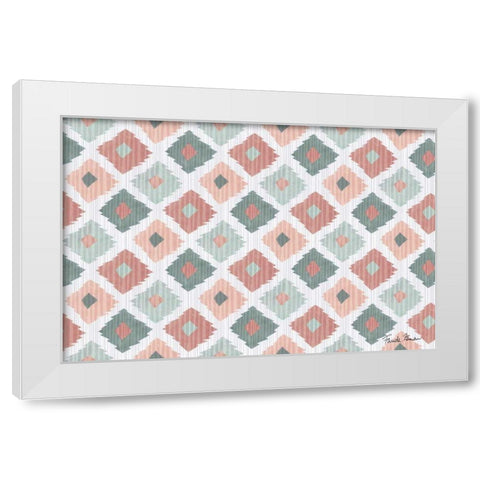 Ikat Pattern V White Modern Wood Framed Art Print by Zaman, Farida