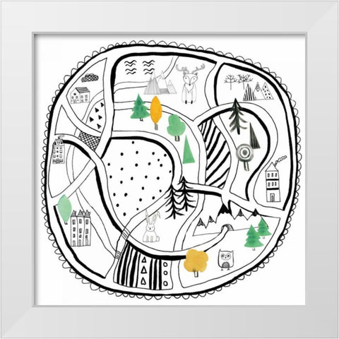 Neighborhood Pals XIV White Modern Wood Framed Art Print by Zaman, Farida