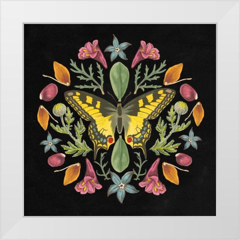 Butterfly Mandala III Black White Modern Wood Framed Art Print by Wild Apple Portfolio