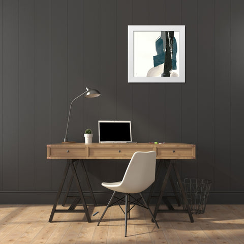 Black and Dark Teal I White Modern Wood Framed Art Print by Paschke, Chris
