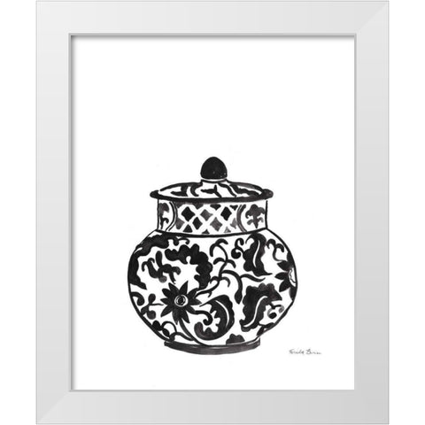 Chinoiserie II v2 Black White Modern Wood Framed Art Print by Zaman, Farida