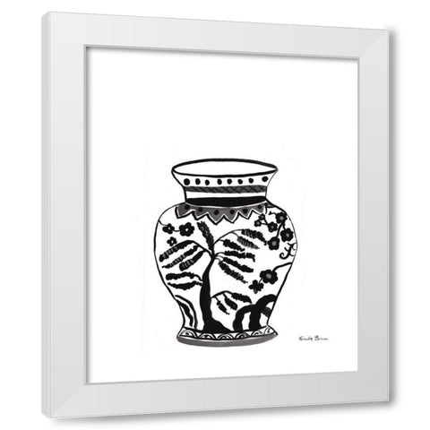 Chinoiserie IV v2 Black White Modern Wood Framed Art Print by Zaman, Farida
