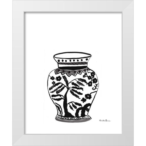 Chinoiserie IV v2 Black White Modern Wood Framed Art Print by Zaman, Farida