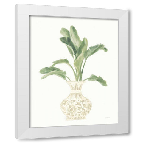 Palm Chinoiserie I Sage White Modern Wood Framed Art Print by Nai, Danhui