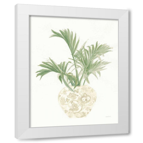 Palm Chinoiserie II Sage White Modern Wood Framed Art Print by Nai, Danhui