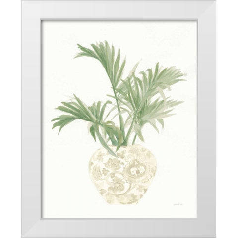 Palm Chinoiserie II Sage White Modern Wood Framed Art Print by Nai, Danhui