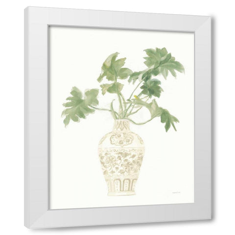 Palm Chinoiserie III Sage White Modern Wood Framed Art Print by Nai, Danhui