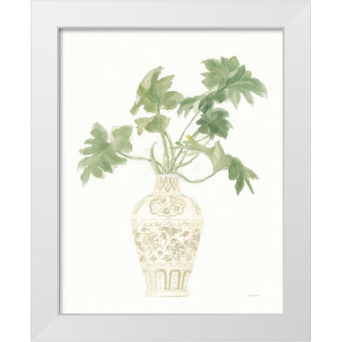 Palm Chinoiserie III Sage White Modern Wood Framed Art Print by Nai, Danhui