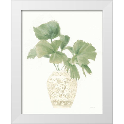 Palm Chinoiserie IV Sage White Modern Wood Framed Art Print by Nai, Danhui