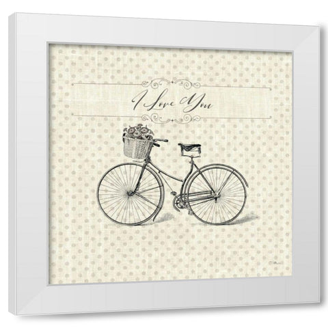 Paris Farmhouse III Bike White Modern Wood Framed Art Print by Pela Studio