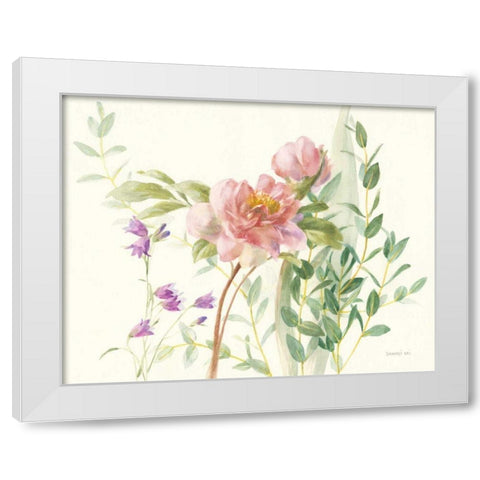 Flourish I Light Pink Crop White Modern Wood Framed Art Print by Nai, Danhui