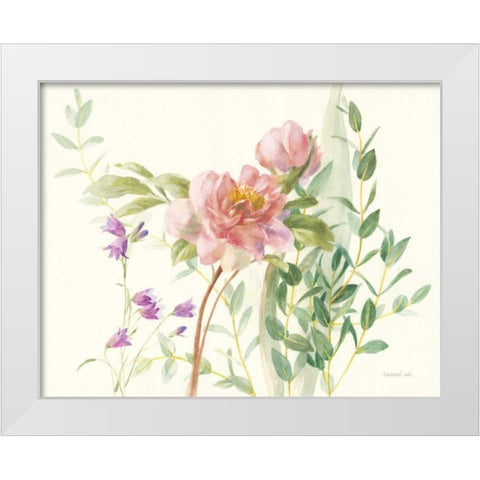 Flourish I Light Pink Crop White Modern Wood Framed Art Print by Nai, Danhui