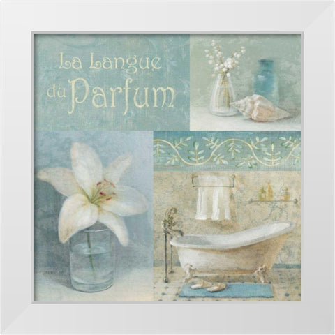 Parfum I White Modern Wood Framed Art Print by Nai, Danhui