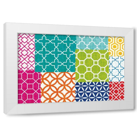 Bright Lattice Tile Patchwork White Modern Wood Framed Art Print by Mullan, Michael