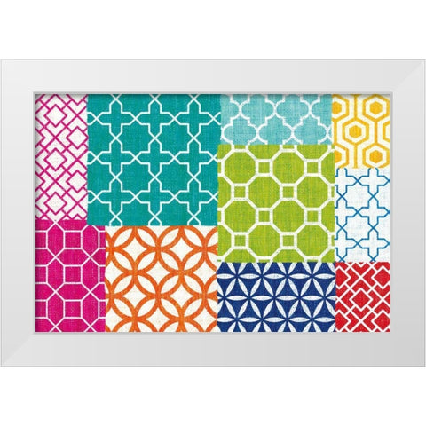 Bright Lattice Tile Patchwork White Modern Wood Framed Art Print by Mullan, Michael