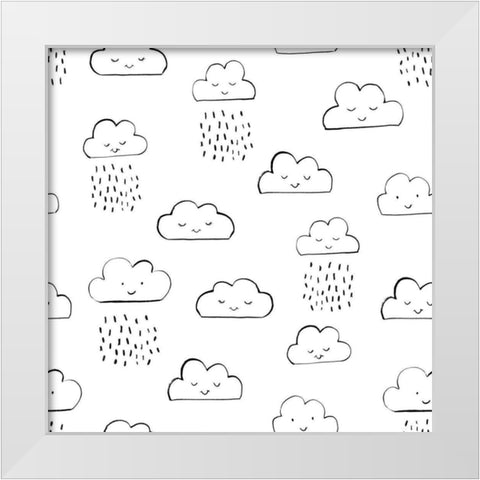 Neighborhood Pals Pattern IA White Modern Wood Framed Art Print by Zaman, Farida