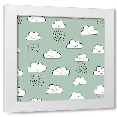 Neighborhood Pals Pattern IB White Modern Wood Framed Art Print by Zaman, Farida