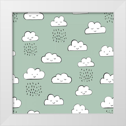Neighborhood Pals Pattern IB White Modern Wood Framed Art Print by Zaman, Farida