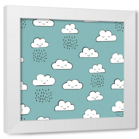 Neighborhood Pals Pattern IC White Modern Wood Framed Art Print by Zaman, Farida