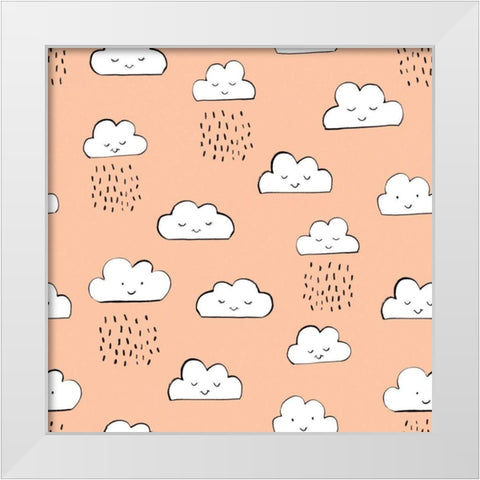 Neighborhood Pals Pattern ID White Modern Wood Framed Art Print by Zaman, Farida