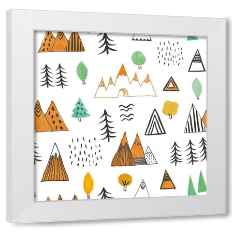 Neighborhood Pals Pattern IVB White Modern Wood Framed Art Print by Zaman, Farida
