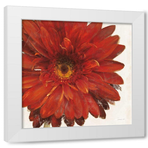 Vivid Daisy Dark Red Crop White Modern Wood Framed Art Print by Nai, Danhui