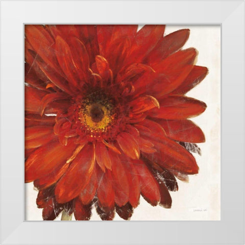 Vivid Daisy Dark Red Crop White Modern Wood Framed Art Print by Nai, Danhui