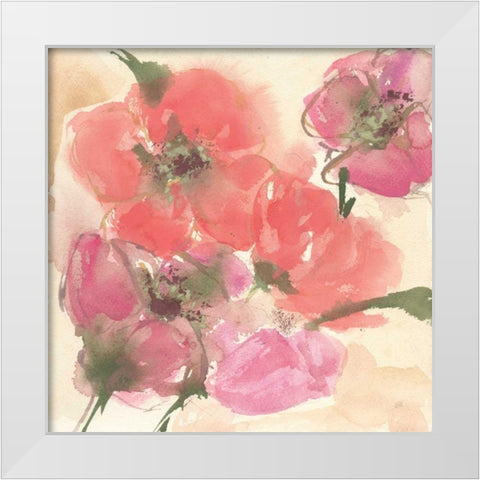 Coral Blooms I Dark Green White Modern Wood Framed Art Print by Paschke, Chris