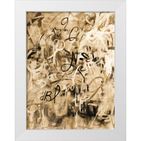 Graffiti Freedom Sepia White Modern Wood Framed Art Print by Nai, Danhui