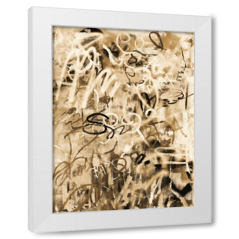 Graffiti Love Sepia White Modern Wood Framed Art Print by Nai, Danhui