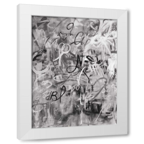 Graffiti Freedom Monochromatic White Modern Wood Framed Art Print by Nai, Danhui