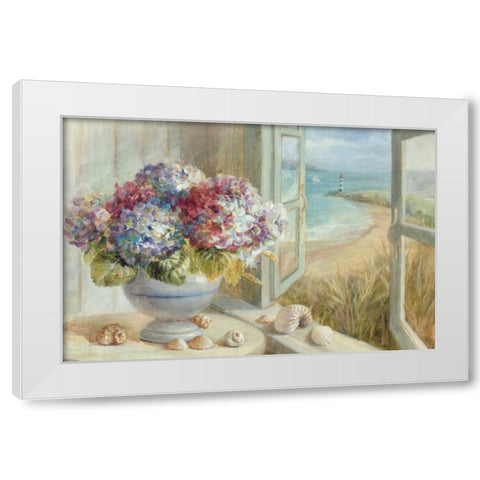 Coastal Hydrangea WAG White Modern Wood Framed Art Print by Nai, Danhui