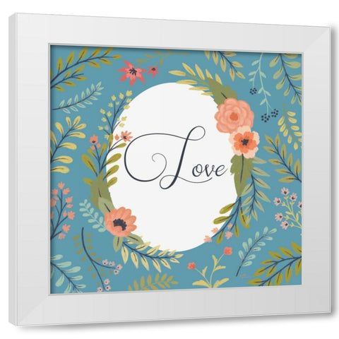 Retro Garden II Blue Love White Modern Wood Framed Art Print by Penner, Janelle