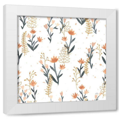 Spring Blooms Pattern IV White Modern Wood Framed Art Print by Marshall, Laura