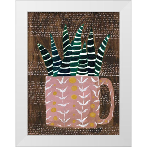 Succulent Cup White Modern Wood Framed Art Print by Mack, Lynn