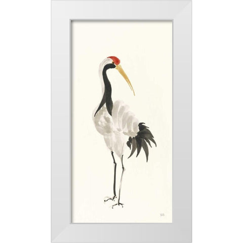 Scroll Crane II Warm White Modern Wood Framed Art Print by Paschke, Chris