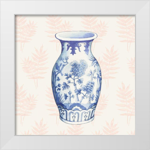 Ginger Jar II Coral No Border White Modern Wood Framed Art Print by Wild Apple Portfolio