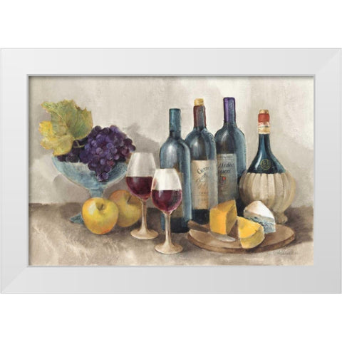 Wine and Fruit I v2 Light White Modern Wood Framed Art Print by Hristova, Albena