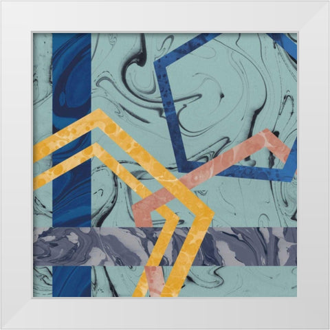 Terrazzo I Blue White Modern Wood Framed Art Print by Wild Apple Portfolio