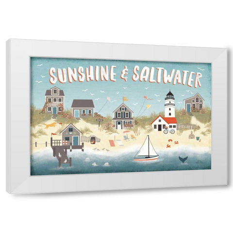Seaside Village I White Modern Wood Framed Art Print by Marshall, Laura