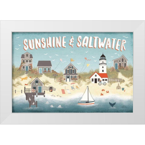 Seaside Village I White Modern Wood Framed Art Print by Marshall, Laura