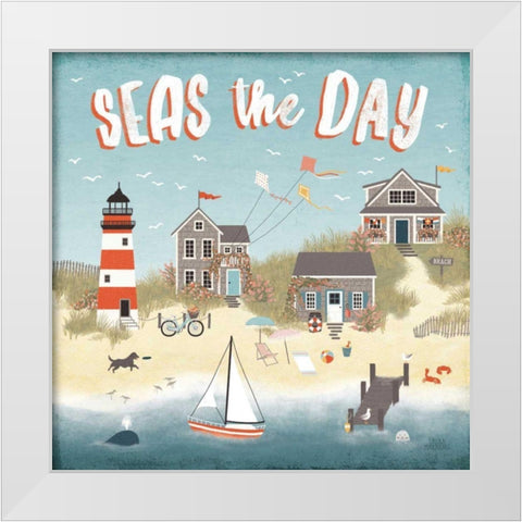 Seaside Village II White Modern Wood Framed Art Print by Marshall, Laura