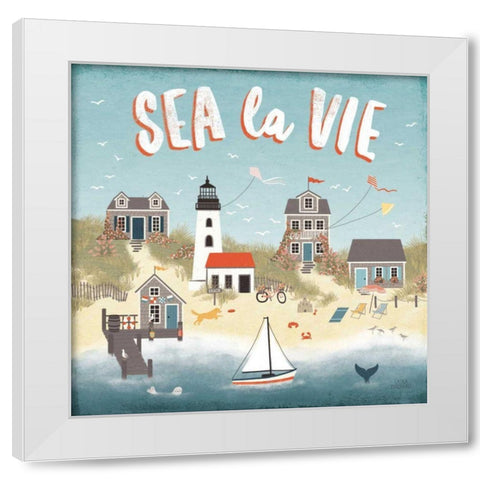 Seaside Village III White Modern Wood Framed Art Print by Marshall, Laura