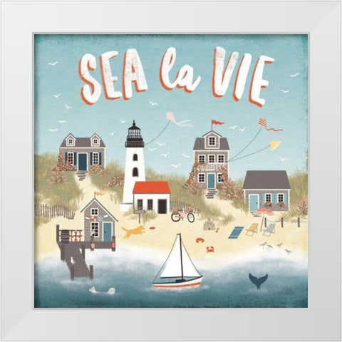 Seaside Village III White Modern Wood Framed Art Print by Marshall, Laura