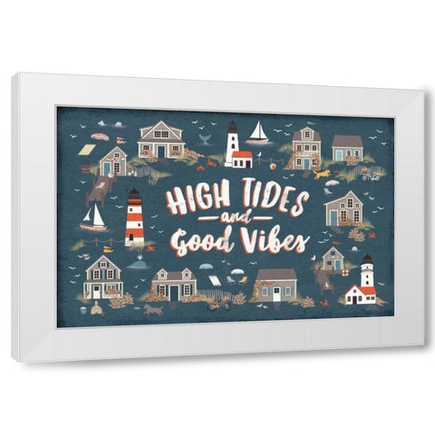 Seaside Village IV White Modern Wood Framed Art Print by Marshall, Laura