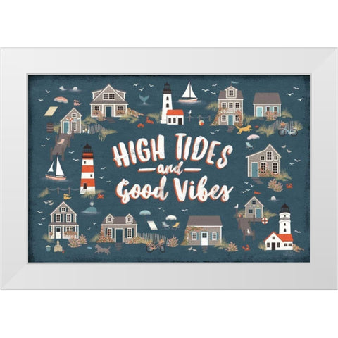 Seaside Village IV White Modern Wood Framed Art Print by Marshall, Laura