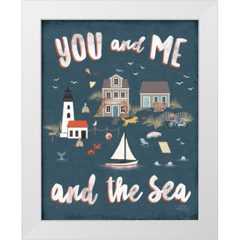 Seaside Village V White Modern Wood Framed Art Print by Marshall, Laura