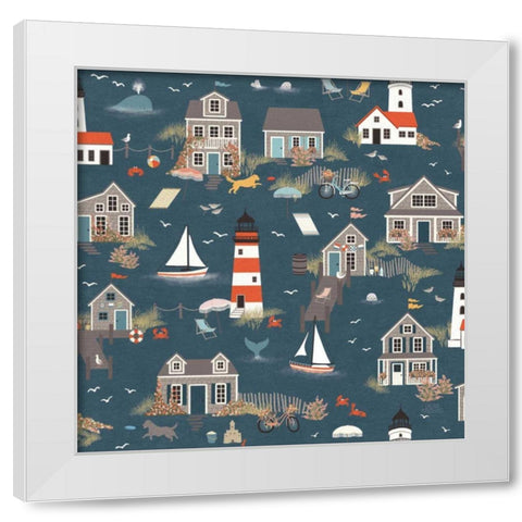 Seaside Village Pattern I White Modern Wood Framed Art Print by Marshall, Laura