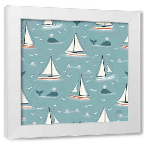 Seaside Village Pattern III White Modern Wood Framed Art Print by Marshall, Laura