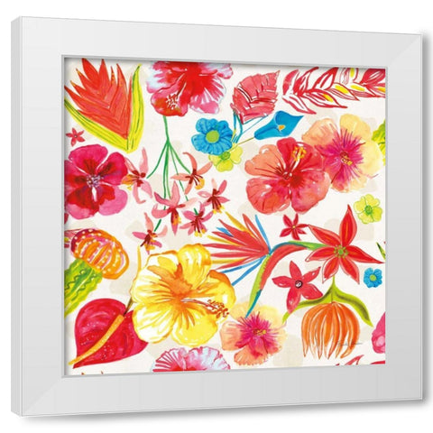 Tutti Frutti Pattern IA White Modern Wood Framed Art Print by Zaman, Farida